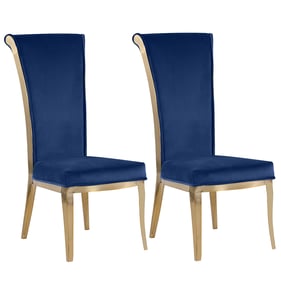 2 Chintaly Imports Joy Blue Gold High Back Dining Side Chairs