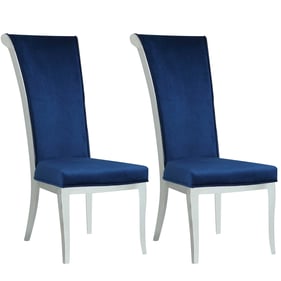 2 Chintaly Imports Joy Blue Fabric High Back Dining Side Chairs