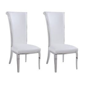 2 Chintaly Imports Joy White PU High Back Dining Side Chairs