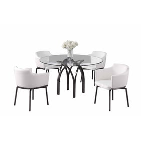 Chintaly Imports Juliette Dusty White Black 5pc Dining Room Set