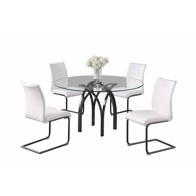 Chintaly Imports Juliette Jane White Black 5pc Dining Room Set CHF-JULIETTE-JANE5PCBKCRNDWHT