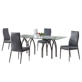 Chintaly Imports Juliette Kassidy Grey 72 Inch 5pc Dining Room Set