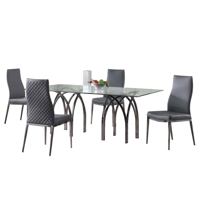 Chintaly Imports Juliette Kassidy Grey 72 Inch 5pc Dining Room Set CHF-JULIETTE-KASSIDYBKC5PC4272