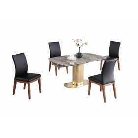 Chintaly Imports Karla Emma Black Gloss Grey 5pc Dining Room Set