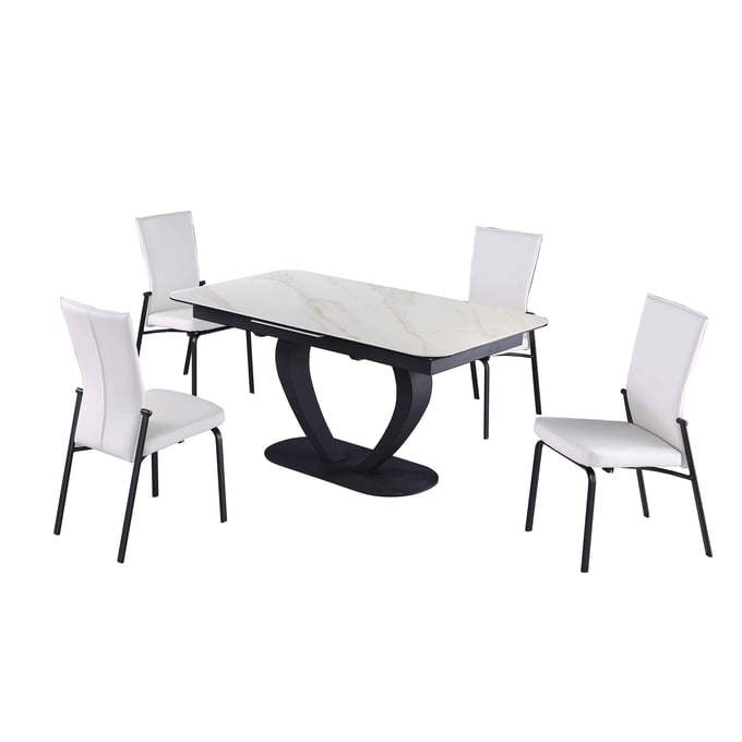 Chintaly Imports Karlee Molly Matte White 5pc Dining Room Set CHF-KARLEE-MOLLY-BLK-5PC-WHT