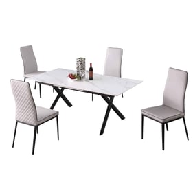 Chintaly Imports Karol Matte White Grey 5pc Dining Room Set