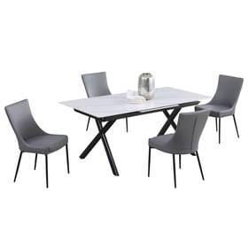 Chintaly Imports Karol Kelly Matte White Grey 5pc Dining Room Set