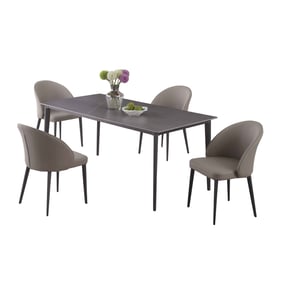 Chintaly Imports Kate Matte Grey 5pc Dining Room Set