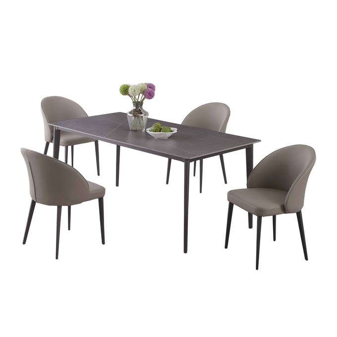 Chintaly Imports Kate Matte Grey 5pc Dining Room Set CHF-KATE-5PC