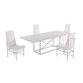 Chintaly Imports Kendall Matte Grey Cream 5pc Dining Room Set