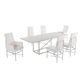 Chintaly Imports Kendall Matte Grey Cream 7pc Dining Room Set