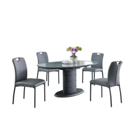 Chintaly Imports Kendra Gloss Grey 5pc Dining Room Set