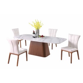 Chintaly Imports Kenza Peggy Matte White Walnut 5pc Dining Room Set