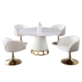 Chintaly Imports Khloe Matte White Beige 5pc Dining Room Set