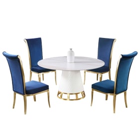 Chintaly Imports Khloe Joy Blue Matte White 5pc Dining Room Set