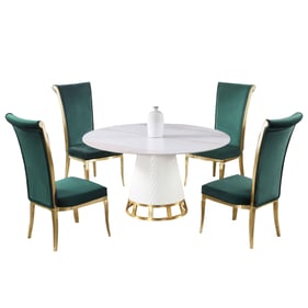 Chintaly Imports Khloe Joy Green Matte White 5pc Dining Room Set