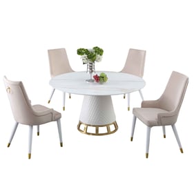 Chintaly Imports Khloe Judy Beige Matte White 5pc Dining Room Set