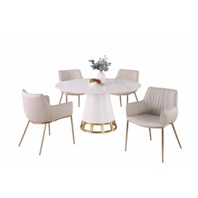 Chintaly Imports Khloe Tracy Taupe Matte White 5pc Dining Room Set