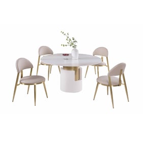 Chintaly Imports Kiana Taupe Matte White 5pc Dining Room Set