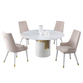 Chintaly Imports Kiana Judy Beige Matte White 5pc Dining Room Set