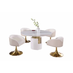 Chintaly Imports Kiana Khloe Beige Matte White 5pc Dining Room Set