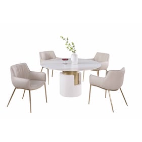 Chintaly Imports Kiana Tracy Taupe Matte White 5pc Dining Room Set