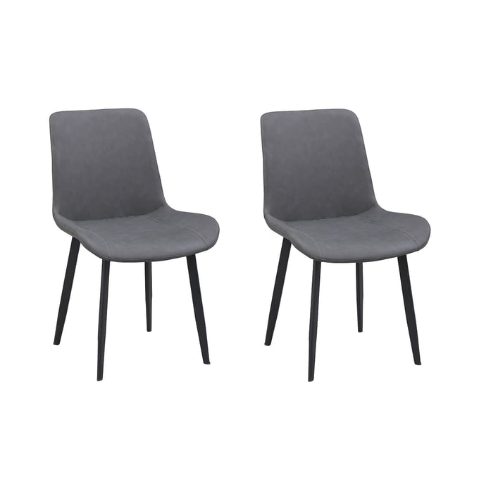 2 Chintaly Imports Kingsley Grey Curved Side Chairs CHF-KINGSLEY-SC-BLK-GRY