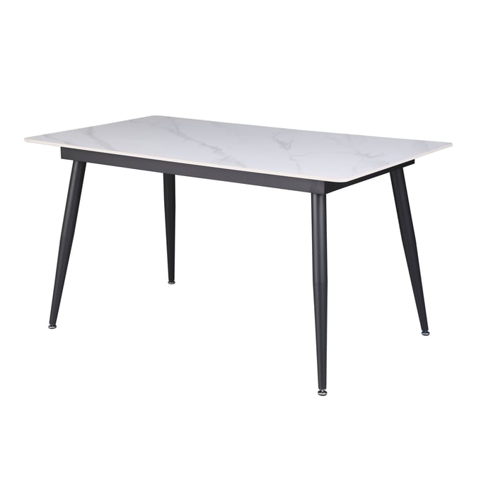 Chintaly Imports Kingsley Matte White Black Dining Table CHF-KINGSLEY-DT