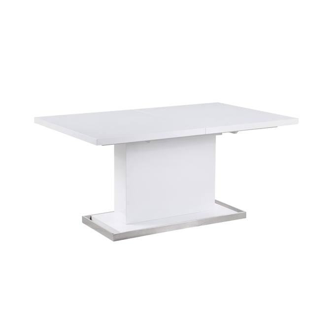 Chintaly Imports Krista Gloss White Extendable Dining Table CHF-KRISTA-DT