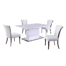 Chintaly Imports Krista Gloss White 5pc Dining Room Set