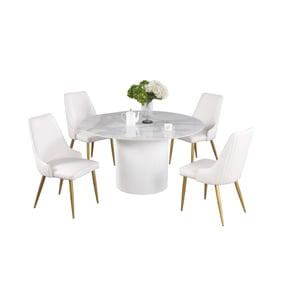 Chintaly Imports Kristen Gloss White 5pc Dining Room Set