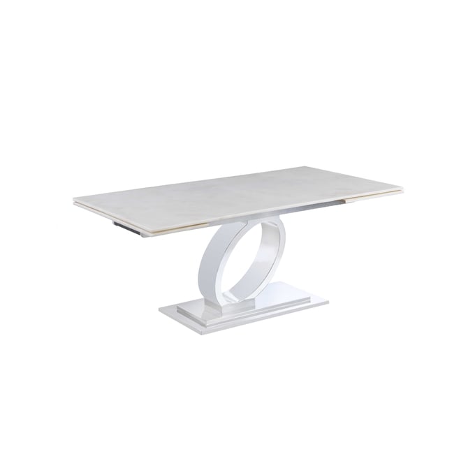 Chintaly Imports Lanna White Onyx Extendable Dining Table CHF-LANNA-DT