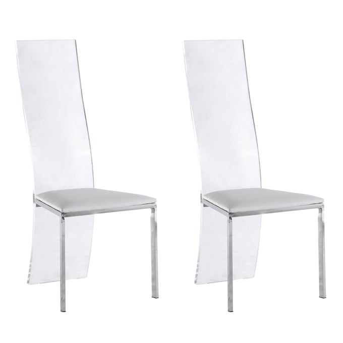 2 Chintaly Imports Layla White Acrylic Side Chairs CHF-LAYLA-SC-WHT