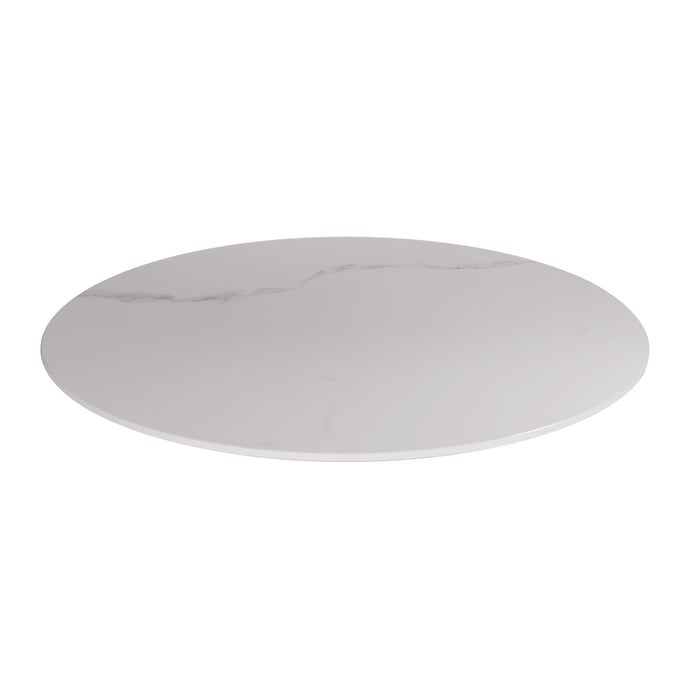 Chintaly Imports Matte White Marbleized Sintered Stone 24 Inch Round Lazy Susan CHF-LAZY-SUSAN-24-CER