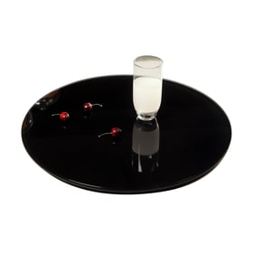 Chintaly Imports Black Glass 24 Inch Round Lazy Susan