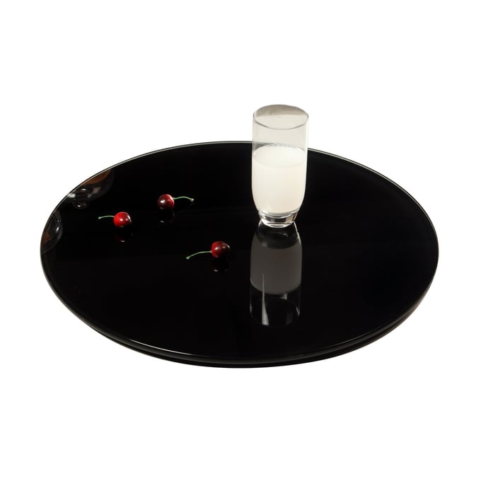 Chintaly Imports Black Glass 24 Inch Round Lazy Susan CHF-LAZY-SUSAN-24-BLK