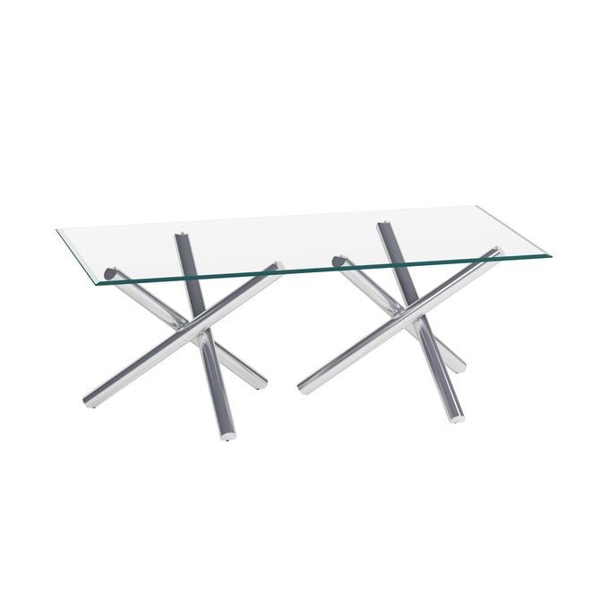 Chintaly Imports Leatrice Clear Chrome 72 Inch Dining Table CHF-LEATRICE-DT-GL4272