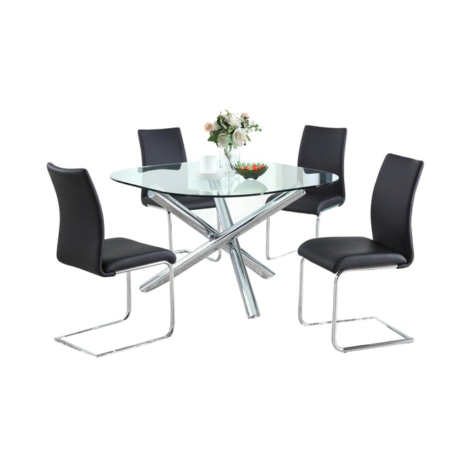 Chintaly Imports Leatrice Jane Black 5pc Dining Room Set CHF-LEATRICE-SR-JANE-BLK