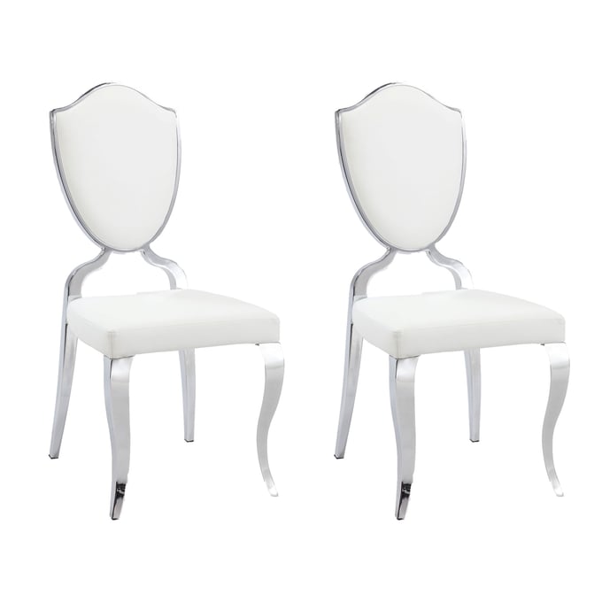 2 Chintaly Imports Letty White Cabriole Legs Back Side Chairs CHF-LETTY-SC-WHT