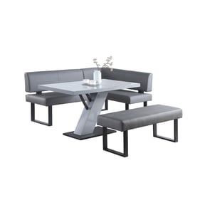 Chintaly Imports Linden Gloss Grey 3pc Dining Room Set