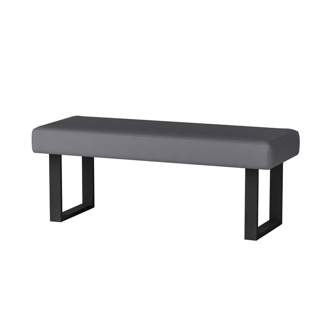 Chintaly Imports Linden Gloss Grey Upholstered Dining Bench CHF-LINDEN-BCH-GRY