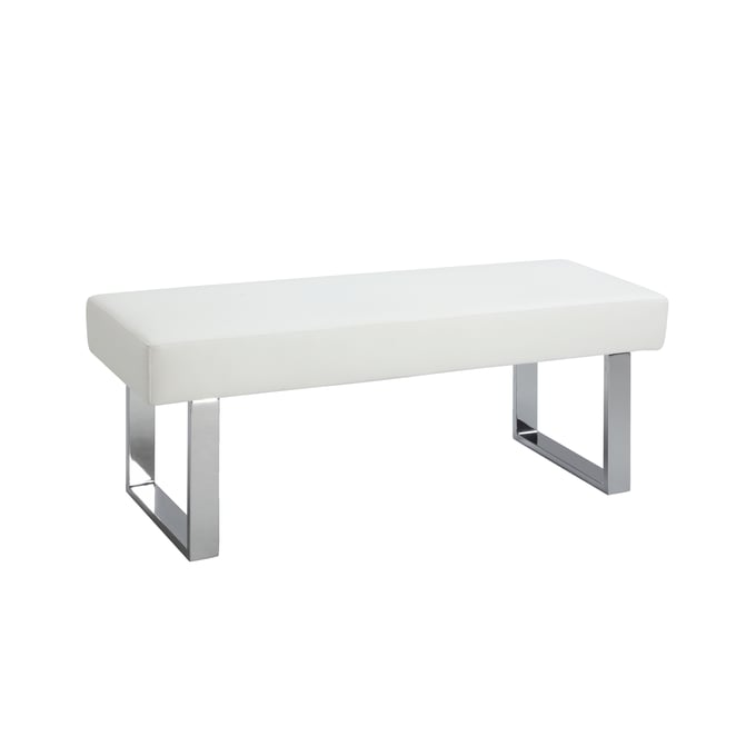 Chintaly Imports Linden White Upholstered Bench CHF-LINDEN-BCH-WHT