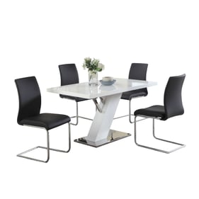 Chintaly Imports Linden White Gloss Black 5pc Dining Room Set