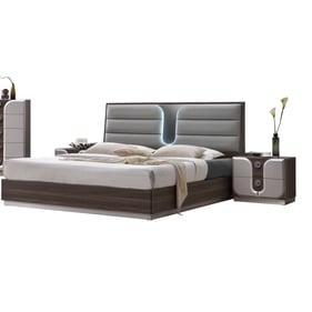 Chintaly Imports London Grey Silver 4pc Bedroom Set with King Bed