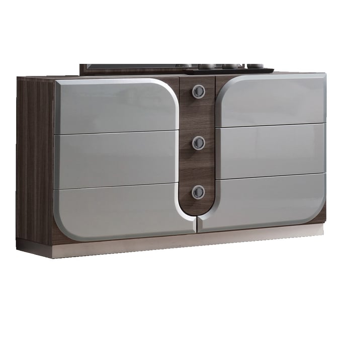 Chintaly Imports London Grey Silver 6 Drawers Dresser CHF-LONDON-DRS