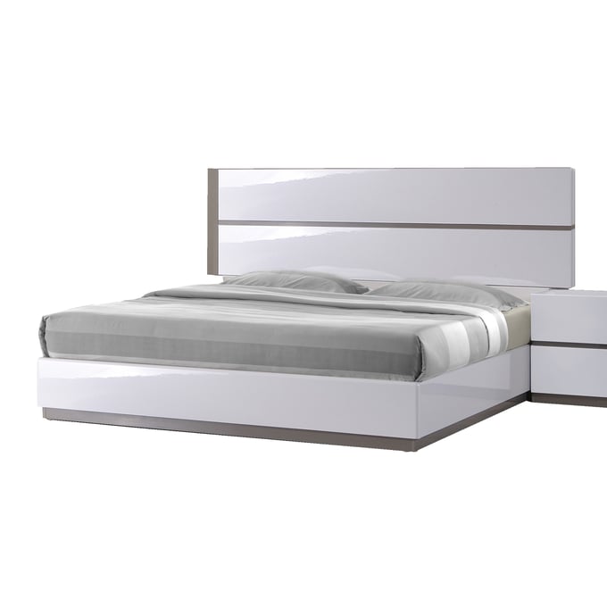 Chintaly Imports Manila Gloss White Grey King Bed CHF-MANILA-BED-KING