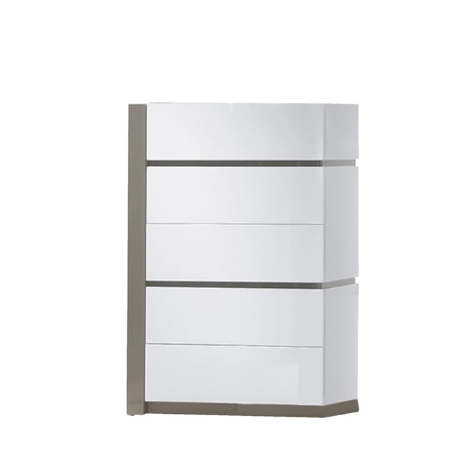 Chintaly Imports Manila Gloss White Grey 5 Drawers Chest CHF-MANILA-CHT