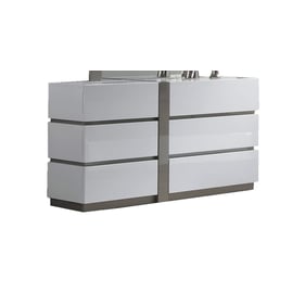 Chintaly Imports Manila Gloss White Grey 6 Drawer Dresser