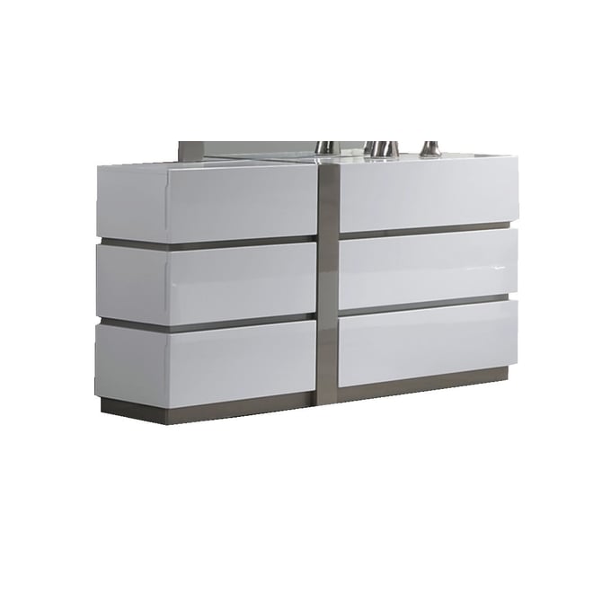 Chintaly Imports Manila Gloss White Grey 6 Drawer Dresser CHF-MANILA-DRS