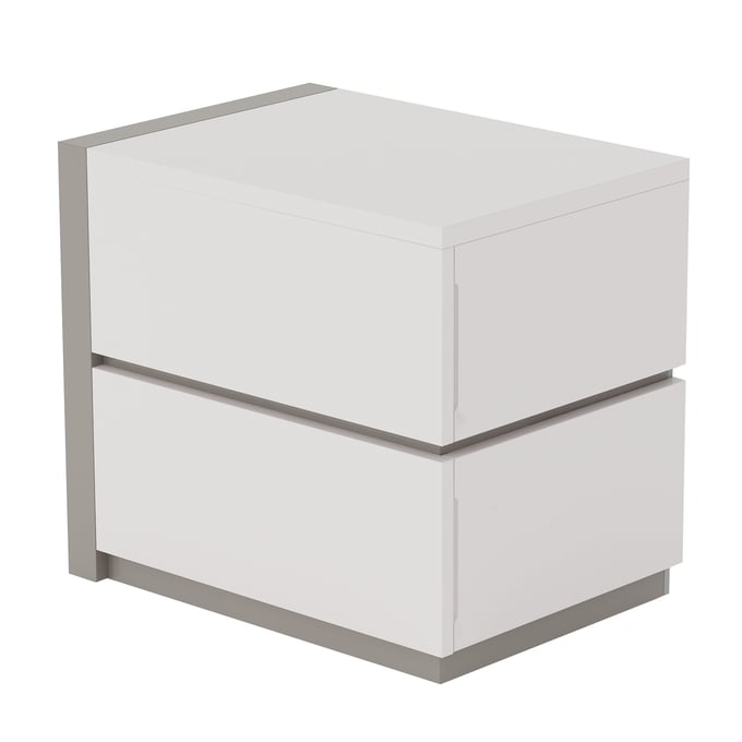 Chintaly Imports Manila Gloss White Grey Left 2 Drawer Night Stand CHF-MANILA-NS-L